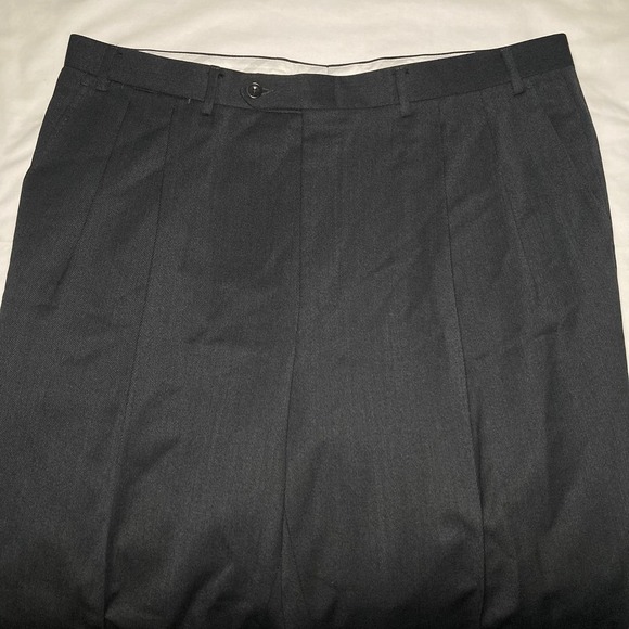 Canali Pants Mens XL 38x31 100% Wool Formal Business Charcoal Gray Pleated Front - Picture 3 of 9